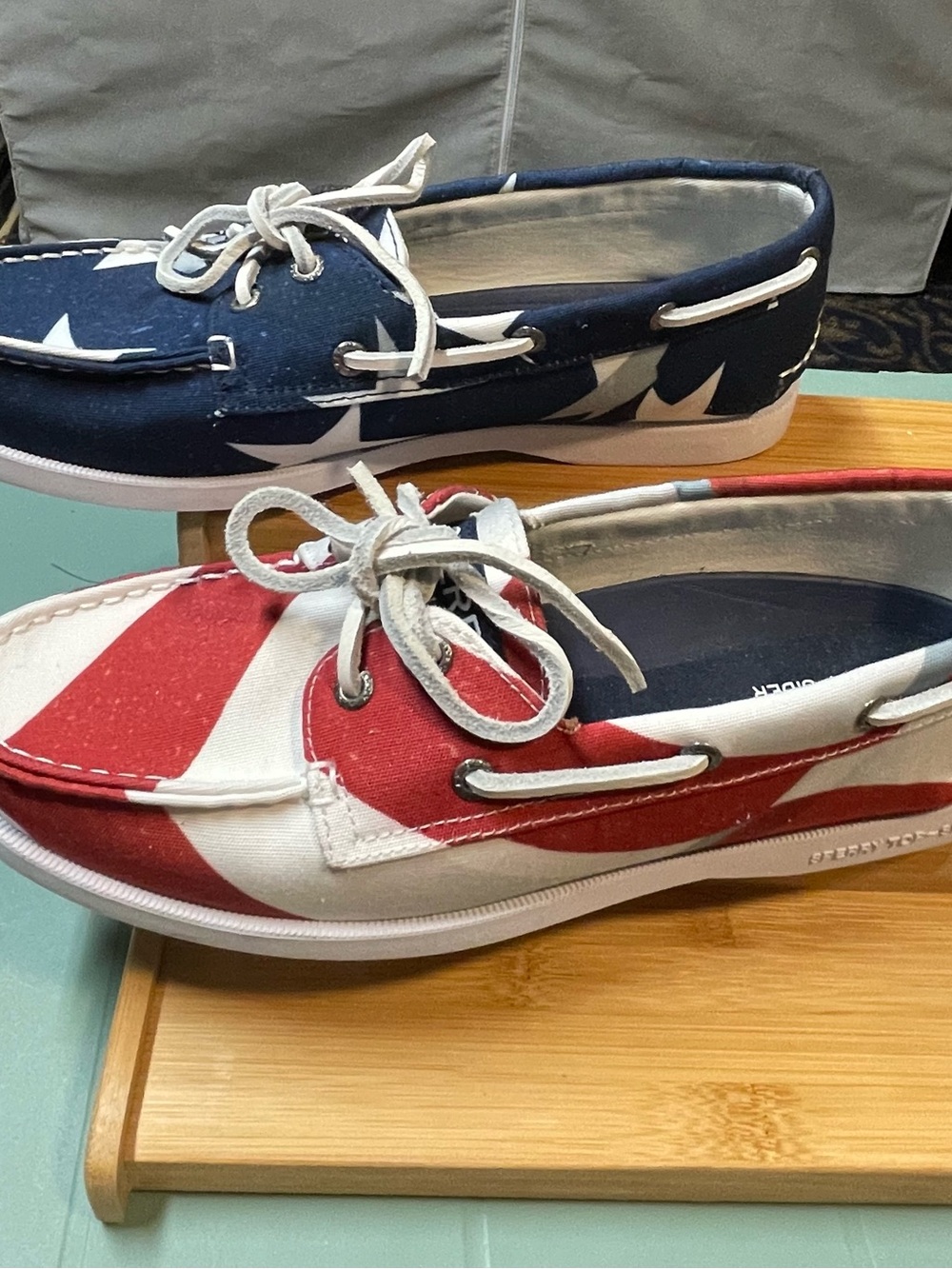 Sperry Americana Canvas Boat Shoes - Red, Navy & White